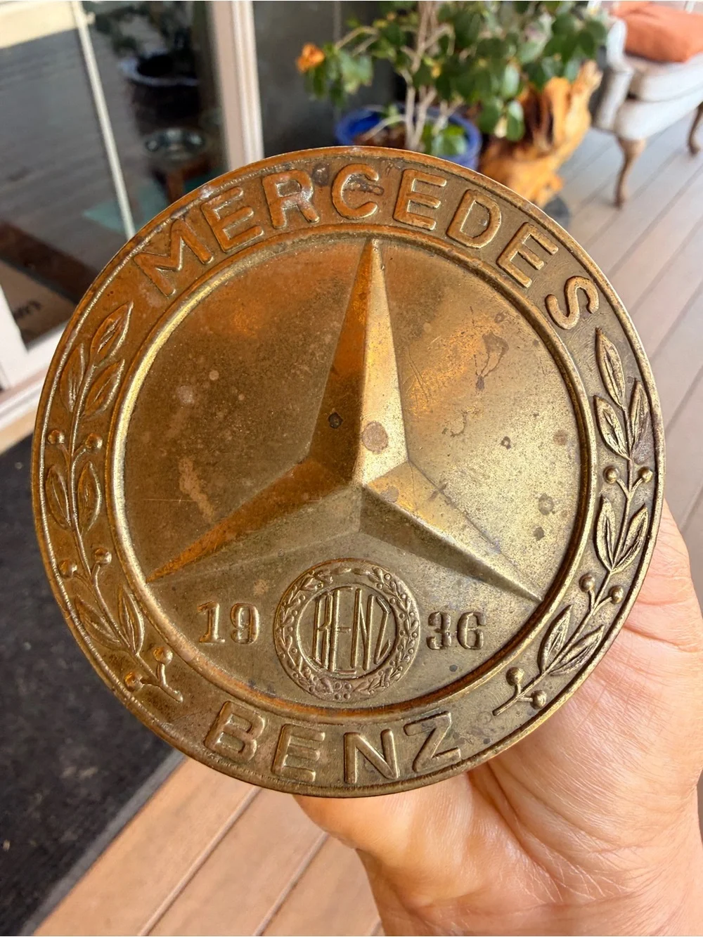 Mercedes-Benz Vintage Style Brass Belt Buckle - Gold Tone